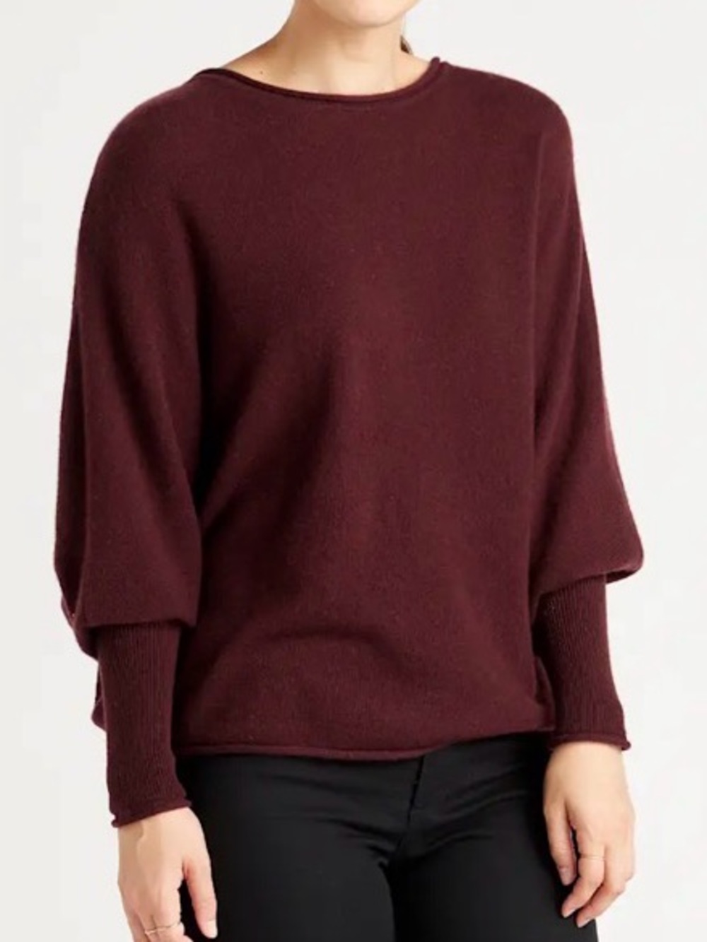 Quince Mongolian Cashmere Batwing Burgundy Oversized Dolman Sweater